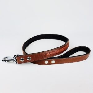 Heavy-Duty Braided Leather Dog Leash - Terracotta 3.2 Feet