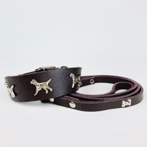 Genuine Leather Collar and Lead Set for Small Dogs